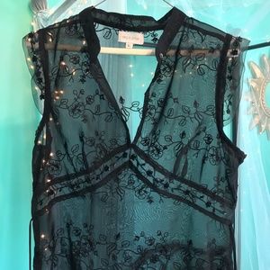 Meg and Ginger black sheer beaded sheer top